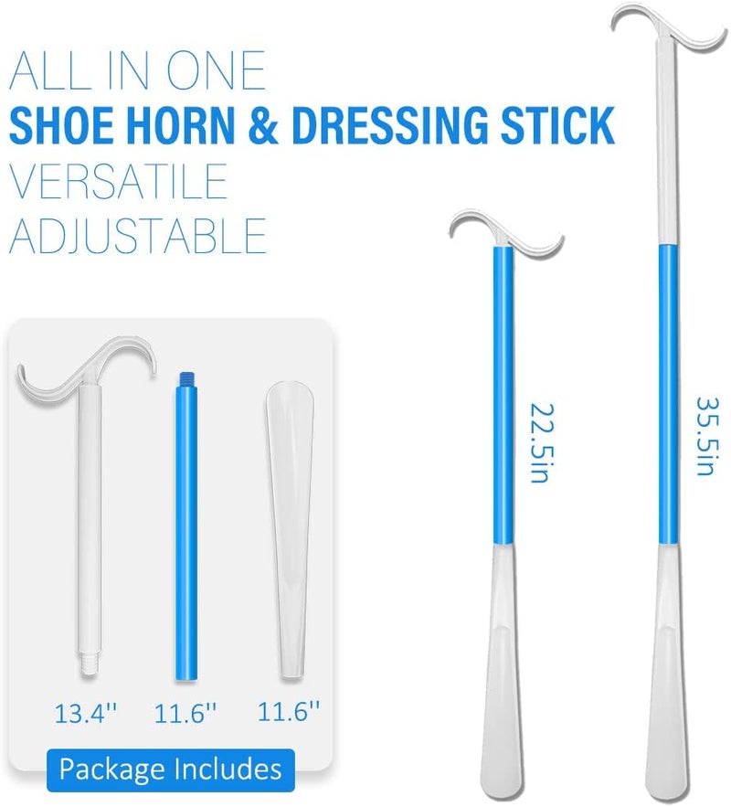 Phantawell 35.5 Inch Long Handled Shoe Horn, Dressing Stick, Sock Remover Aid Helper - Versatile, Adjustable Dressing Aid for Shoes, Socks, Shirts, Pants - Long Shoe Horn, Shoe Horn Long Handle for Seniors - Image 5